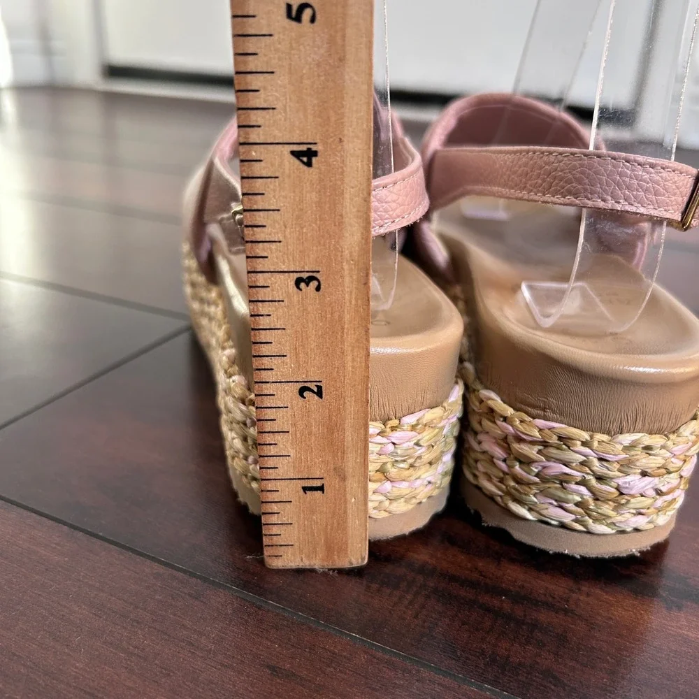 Sole Bliss Brandy Platform Espadrille Sandals Women size 37 Bunion Bed Leather